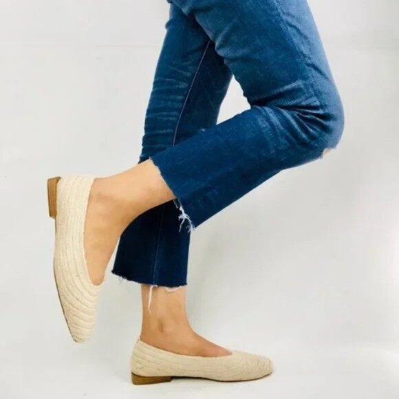 Zara Raffia Ballerinas Woven Ecru Flats 38 - Picture 1 of 10